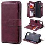 For Huawei Enjoy 20 5G Multifunctional Magnetic Copper Buckle Horizontal Flip Solid Color Leather Case with 10 Card Slots & Wallet & Holder & Photo Frame(Wine Red)
