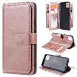 For Huawei Enjoy 20 5G Multifunctional Magnetic Copper Buckle Horizontal Flip Solid Color Leather Case with 10 Card Slots & Wallet & Holder & Photo Frame(Rose Gold)