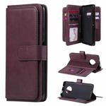 For Huawei Enjoy 20 Plus 5G Multifunctional Magnetic Copper Buckle Horizontal Flip Solid Color Leather Case with 10 Card Slots & Wallet & Holder & Photo Frame(Wine Red)