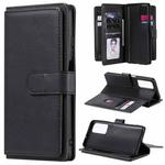 For Huawei Honor Play4 / Maimang 9 Multifunctional Magnetic Copper Buckle Horizontal Flip Solid Color Leather Case with 10 Card Slots & Wallet & Holder & Photo Frame(Black)