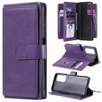 For Huawei Honor Play4 / Maimang 9 Multifunctional Magnetic Copper Buckle Horizontal Flip Solid Color Leather Case with 10 Card Slots & Wallet & Holder & Photo Frame(Purple)