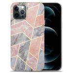 For iPhone 12 Splicing Marble Pattern TPU Protective Case(Pink Grey)