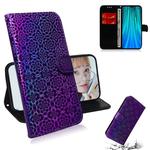 For Xiaomi Redmi Note 8 Pro Solid Color Colorful Magnetic Buckle Horizontal Flip PU Leather Case with Holder & Card Slots & Wallet & Lanyard(Purple)