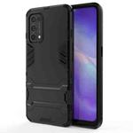 For OPPO Reno5 PC + TPU Shockproof Protective Case with Holder(Black)