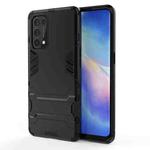 For OPPO Reno5 Pro PC + TPU Shockproof Protective Case with Holder(Black)