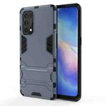 For OPPO Reno5 Pro PC + TPU Shockproof Protective Case with Holder(Navy Blue)