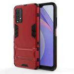 For Xiaomi Redmi Note 9 4G PC + TPU Shockproof Protective Case with Holder(Red)