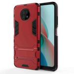 For Xiaomi Redmi Note 9 5G PC + TPU Shockproof Protective Case with Holder(Red)
