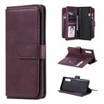 For LG Velvet / G9 Multifunctional Magnetic Copper Buckle Horizontal Flip Solid Color Leather Case with 10 Card Slots & Wallet & Holder & Photo Frame(Wine Red)