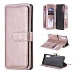 For LG Velvet / G9 Multifunctional Magnetic Copper Buckle Horizontal Flip Solid Color Leather Case with 10 Card Slots & Wallet & Holder & Photo Frame(Rose Gold)
