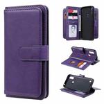 For Motorola Moto E6S 2020 Multifunctional Magnetic Copper Buckle Horizontal Flip Solid Color Leather Case with 10 Card Slots & Wallet & Holder & Photo Frame(Purple)