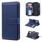For Motorola Moto E6S 2020 Multifunctional Magnetic Copper Buckle Horizontal Flip Solid Color Leather Case with 10 Card Slots & Wallet & Holder & Photo Frame(Dark Blue)