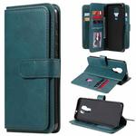 For Motorola Moto G9 Play Multifunctional Magnetic Copper Buckle Horizontal Flip Solid Color Leather Case with 10 Card Slots & Wallet & Holder & Photo Frame(Dark Green)