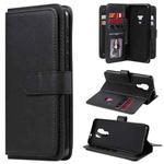 For Motorola Moto G9 Play Multifunctional Magnetic Copper Buckle Horizontal Flip Solid Color Leather Case with 10 Card Slots & Wallet & Holder & Photo Frame(Black)