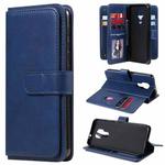 For Motorola Moto G9 Play Multifunctional Magnetic Copper Buckle Horizontal Flip Solid Color Leather Case with 10 Card Slots & Wallet & Holder & Photo Frame(Dark Blue)