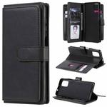 For Motorola Moto G9 Plus Multifunctional Magnetic Copper Buckle Horizontal Flip Solid Color Leather Case with 10 Card Slots & Wallet & Holder & Photo Frame(Black)