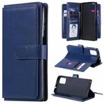 For Motorola Moto G9 Plus Multifunctional Magnetic Copper Buckle Horizontal Flip Solid Color Leather Case with 10 Card Slots & Wallet & Holder & Photo Frame(Dark Blue)