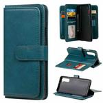 For Oneplus Nord Multifunctional Magnetic Copper Buckle Horizontal Flip Solid Color Leather Case with 10 Card Slots & Wallet & Holder & Photo Frame(Dark Green)