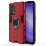 For OPPO Reno5 PC + TPU Shockproof Protective Case with Magnetic Ring Holder(Red)