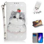 For Xiaomi Redmi Note 8 3D Colored Drawing Horizontal Flip Leather Case with Holder & Card Slot & Wallet & Lanyard(Cute Cat)