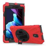 For Samsung Galaxy Tab active 3 T570 / T575 8.0 Shockproof Colorful Silicone + PC Protective Case with Holder & Shoulder Strap & Hand Strap(Red)