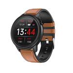 F81 1.3 inch TFT Color Screen IP68 Waterproof Smart Watch, Support Body Temperature Monitor / Blood Pressure Monitor / Blood Oxygen Monitor, Style: Leather Strap(Brown)