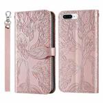 Life of Tree Embossing Pattern Horizontal Flip Leather Case with Holder & Card Slot & Wallet & Photo Frame & Lanyard For iPhone 8 Plus & 7 Plus(Rose Gold)