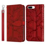 Life of Tree Embossing Pattern Horizontal Flip Leather Case with Holder & Card Slot & Wallet & Photo Frame & Lanyard For iPhone 8 Plus & 7 Plus(Red)