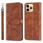 For iPhone 11 Pro Life of Tree Embossing Pattern Horizontal Flip Leather Case with Holder & Card Slot & Wallet & Photo Frame & Lanyard (Brown)