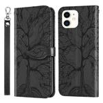 For iPhone 11 Life of Tree Embossing Pattern Horizontal Flip Leather Case with Holder & Card Slot & Wallet & Photo Frame & Lanyard (Black)