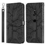 For Sony Xperia XZ2 Life of Tree Embossing Pattern Horizontal Flip Leather Case with Holder & Card Slot & Wallet & Photo Frame & Lanyard(Black)