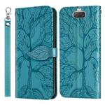 For Sony Xperia 8 Life of Tree Embossing Pattern Horizontal Flip Leather Case with Holder & Card Slot & Wallet & Photo Frame & Lanyard(Lake Blue)