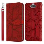 For Sony Xperia 8 Life of Tree Embossing Pattern Horizontal Flip Leather Case with Holder & Card Slot & Wallet & Photo Frame & Lanyard(Red)
