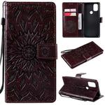 For OnePlus Nord N10 5G Sun Embossing Pattern Horizontal Flip Leather Case with Card Slot & Holder & Wallet & Lanyard(Brown)