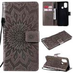 For OnePlus Nord N100 Sun Embossing Pattern Horizontal Flip Leather Case with Card Slot & Holder & Wallet & Lanyard(Grey)