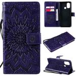 For OnePlus Nord N100 Sun Embossing Pattern Horizontal Flip Leather Case with Card Slot & Holder & Wallet & Lanyard(Purple)