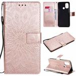 For OnePlus Nord N100 Sun Embossing Pattern Horizontal Flip Leather Case with Card Slot & Holder & Wallet & Lanyard(Rose Gold)