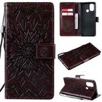 For OnePlus Nord N100 Sun Embossing Pattern Horizontal Flip Leather Case with Card Slot & Holder & Wallet & Lanyard(Brown)