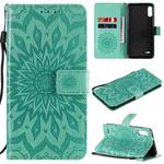 For LG K22 / K22 Plus Sun Embossing Pattern Horizontal Flip Leather Case with Card Slot & Holder & Wallet & Lanyard(Green)