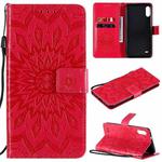 For LG K22 / K22 Plus Sun Embossing Pattern Horizontal Flip Leather Case with Card Slot & Holder & Wallet & Lanyard(Red)