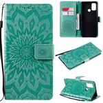 For OPPO A53(2020) / A33(2020) / A53s / A32 Sun Embossing Pattern Horizontal Flip Leather Case with Card Slot & Holder & Wallet & Lanyard(Green)