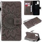For OPPO A53(2020) / A33(2020) / A53s / A32 Sun Embossing Pattern Horizontal Flip Leather Case with Card Slot & Holder & Wallet & Lanyard(Grey)