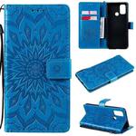 For OPPO A53(2020) / A33(2020) / A53s / A32 Sun Embossing Pattern Horizontal Flip Leather Case with Card Slot & Holder & Wallet & Lanyard(Blue)