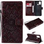 For OPPO A53(2020) / A33(2020) / A53s / A32 Sun Embossing Pattern Horizontal Flip Leather Case with Card Slot & Holder & Wallet & Lanyard(Brown)