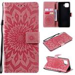 For OPPO F17 Pro / Reno4 Lite Sun Embossing Pattern Horizontal Flip Leather Case with Card Slot & Holder & Wallet & Lanyard(Pink)