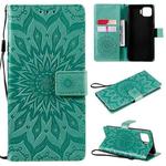 For OPPO F17 Pro / Reno4 Lite Sun Embossing Pattern Horizontal Flip Leather Case with Card Slot & Holder & Wallet & Lanyard(Green)