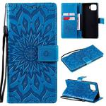For OPPO F17 Pro / Reno4 Lite Sun Embossing Pattern Horizontal Flip Leather Case with Card Slot & Holder & Wallet & Lanyard(Blue)