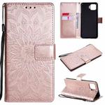 For OPPO F17 Pro / Reno4 Lite Sun Embossing Pattern Horizontal Flip Leather Case with Card Slot & Holder & Wallet & Lanyard(Rose Gold)