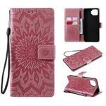 For OPPO F17 / A73 Sun Embossing Pattern Horizontal Flip Leather Case with Card Slot & Holder & Wallet & Lanyard(Pink)