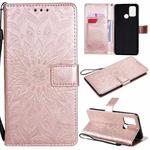 For OPPO Realme 7i / C17 Sun Embossing Pattern Horizontal Flip Leather Case with Card Slot & Holder & Wallet & Lanyard(Rose Gold)